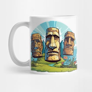 Cartoon Easter Island Heads Mug